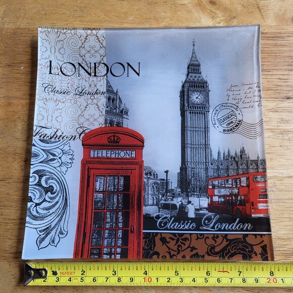 Classic London England City Display Glass Souvenir Plate Big Ben, Phone Box, etc - Picture 5 of 5